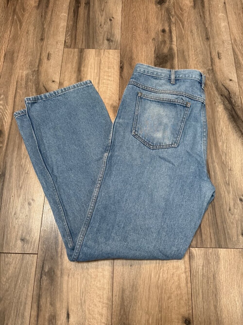 Diamond Double U Mens Jeans Size 36 Inseam 32 Relaxed Fit Blue Denim Made in Les - Picture 9 of 9